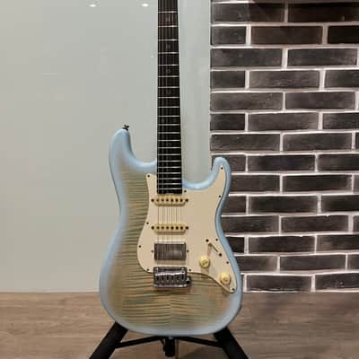 2023 Schecter USA Custom Shop Nick Johnston Traditional HSS “Wembley” Flame Top Nitro - Atomic Ice image 11