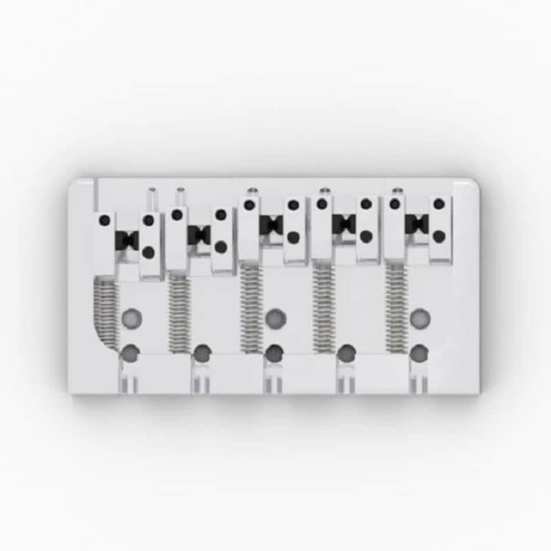 Genuine Hipshot A Style 5 String Bass Bridge 5A500BC Brass, Chrome, 0.669 spacing image 1