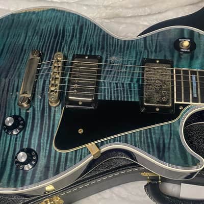 NEW! Gibson Custom Shop Les Paul Custom AAAA Figured Monster Maple Top - Nordic Blue, Heavy Aging - 8.4lbs - G07571 image 4