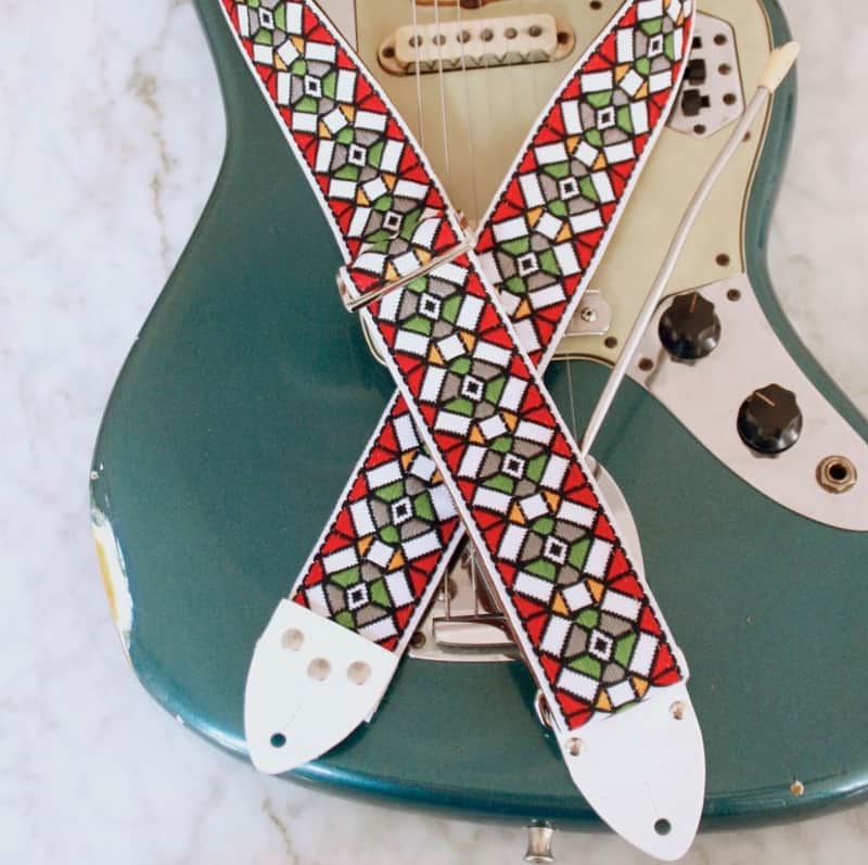 Tom's Vintage Straps Vintage 60s Red 'Stained Glass' Hippie Guitar Strap Replica 2026 image 1