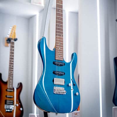 Ibanez MMN1-TAB Martin Miller Signature Transparent Aqua Blue image 1