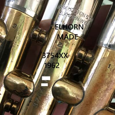 SUMMER DEAL RARE LARGE BORE HOLTON MODEL 51 TRUMPET ORIGINAL FINISH COMPRESSION FINE LARGEST BORE HOLTON MADE ELKGART MADE WITH GOOD CASE image 3