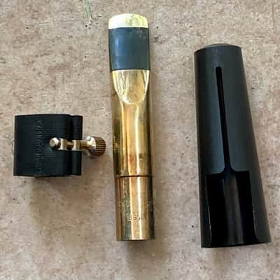 Used Selmer USA Long Neck Metal Tenor Sax 7 Star Mouthpiece; leather ligature and cap image 1