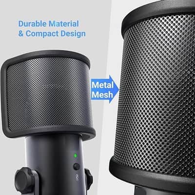 Pop Filter Screen, Compact Microphone Pop Shield Windscreen with Metal Mesh for Recording Studio, YouTube Videos, Streaming, Podcast (Black) image 3