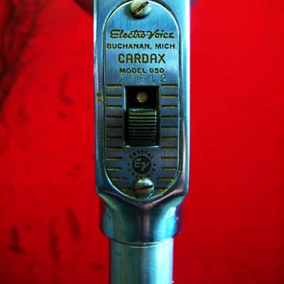 Vintage 1940's Electro-Voice 950 Cardax Crystal Microphone Hi Z with period E.V 423A desk stand DISPLAY image 5