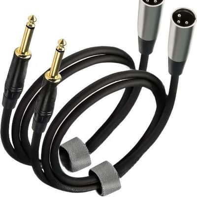 1/4'' TS Mono Guitar to XLR Male Unbalanced Cable 3 Ft, 6.35 Jack to XLR Cable, 2 Packs image 1