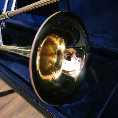 King Cleveland 605 F Trigger Trombone Gold Brass With Mouth Piece And Case image 7