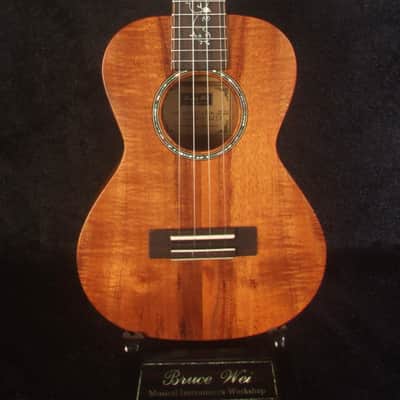 Handmade Solid Curly Hawaiian Koa Soprano Ukulele, HummingBird Vine Inlay, Soft-bag, Bruce Wei UG13-2239 image 4