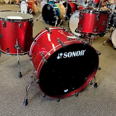 Sonor SQ2 3pc Medium Maple Shell Pack in Red Sparkle Lacquer 13/16/24 image 6