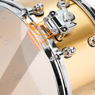 Pearl Reference One 14x6.5" Cast Brass 3mm Snare Drum Mastercast Die-cast Hoops Swivel Lugs Glide-lock Strainer RF1B1465 | WorldShip | Authorized Dealer image 5
