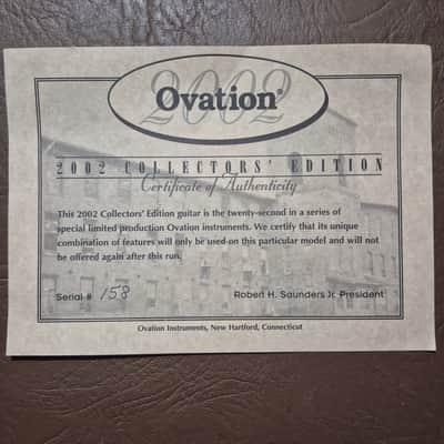 Ovation 2002-AC Collector's Series 2002 - African Cherry #158 w/OP40 Preamp and hard case image 9
