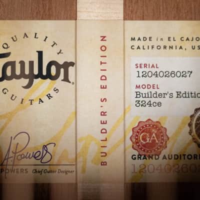 Taylor Next Generation Builder's Edition 324ce Grand Auditorium Acoustic/Electric Guitar - Kona Burst with Hardshell Case image 13