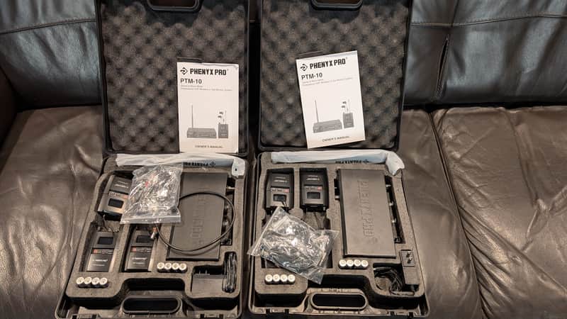 2x Phenyx Pro PTM-10 Wireless In-Ear Monitor System — 1 Transmitter + 4 Bodypacks in each kit, Like New image 1