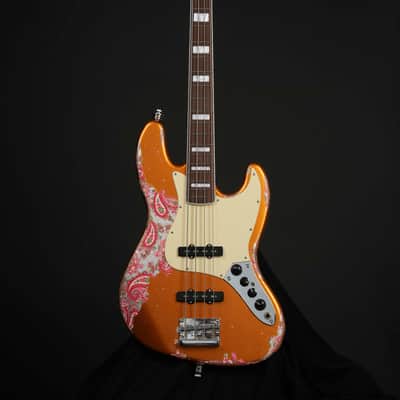 Copper Orange Metallic Over Paisley Relic 4-String J-Style Bass by Dhatarattha image 2