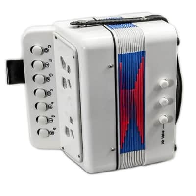 Top Quality White Accordion Kids Musical Toy w 7 Buttons 2 Bass image 1