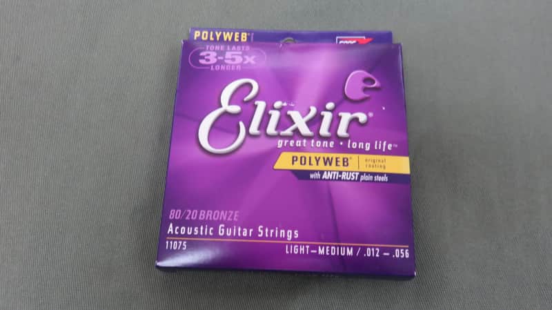 Elixir 11075 Polyweb 80/20 Bronze Acoustic Guitar Strings -Light- Medium (12-56) image 1