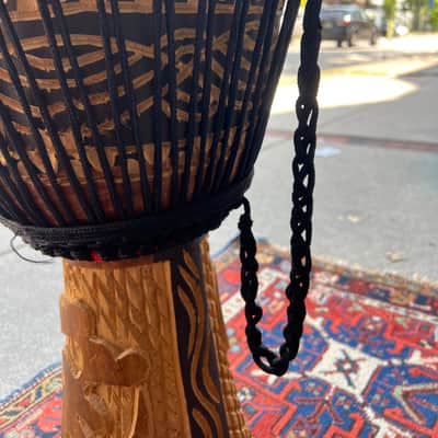Vintage African Hand Carved Wood Djembe Hand Drum 22” image 15