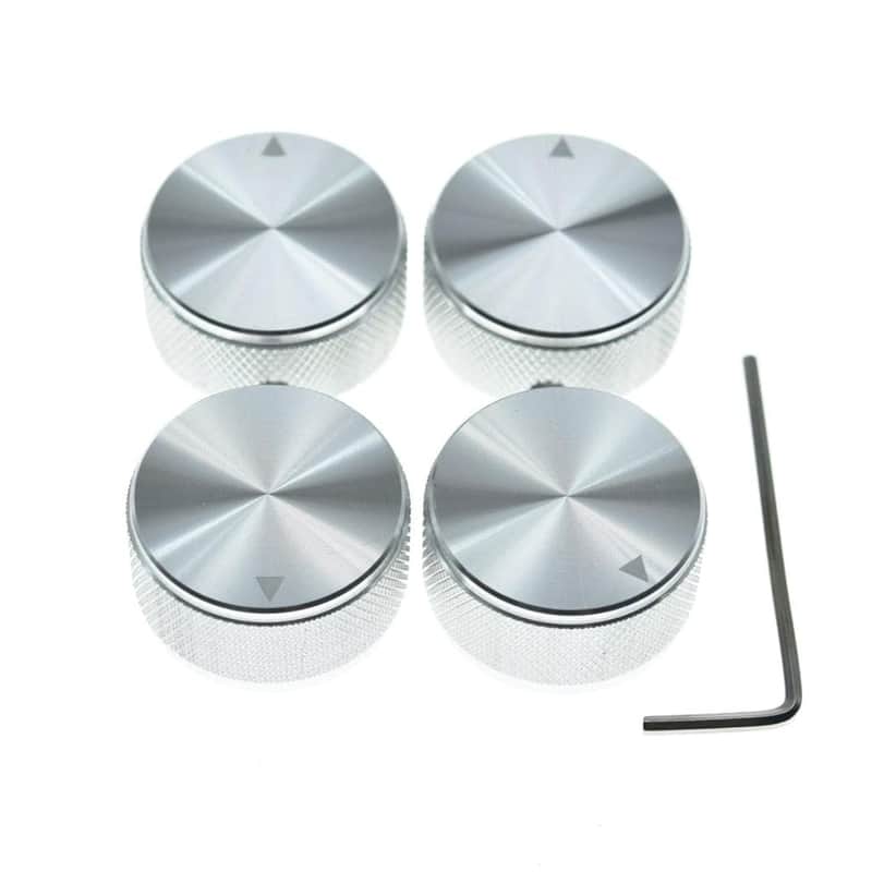 4pcs 30 * 17mm Aluminium Potentiometer Knobs 1/4" Universal Pot Control Knobs with Indicator and Set Screw for AMP Amplifier/Power Amplifier/Preamps/Audio Equipments Silver image 1