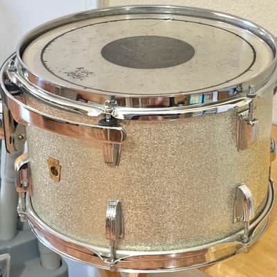 Vintage 1968 Ludwig 12" Tom Silver Sparkle white Interior for drum set kit 60s image 3
