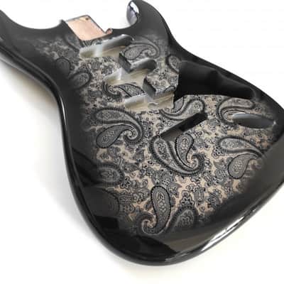 Strat Style Body, Black Paisley, Alder 2 Pcs image 1