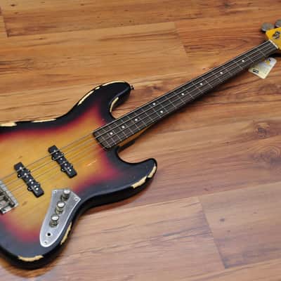 Vintage VJ74 Icon Fretless Bass - Sunset Sunburst image 3