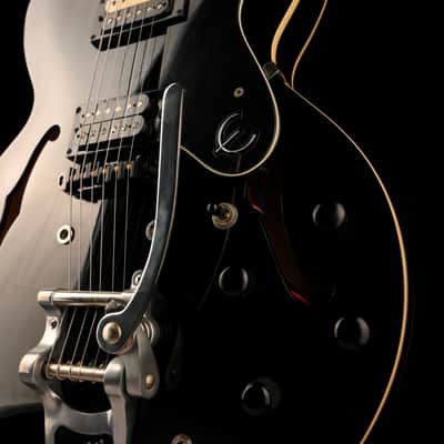 Pre Owned Epiphone Dot Ebony With Bigsby With Case image 5