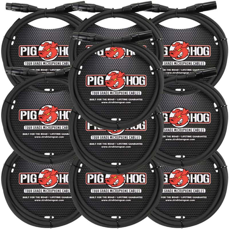 10 Pack Pig Hog PHM6 High Performance 8MM XLR Microphone Cable, 6FT - New image 1