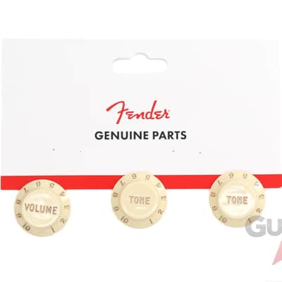 Genuine Fender Stratocaster/Strat Aged White Guitar Knobs - 2 Tone, 1 Volume image 4