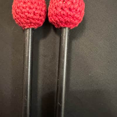 CUSTOM Medium-Hard Crochet Heads Mallets, Red Cord, Black Flexible Shafts, 15.25x1-EXCELLENT image 6