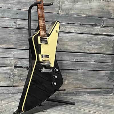 Used Hamer Explorer Standard MIK Electric Guitar with Case- Black and White image 4