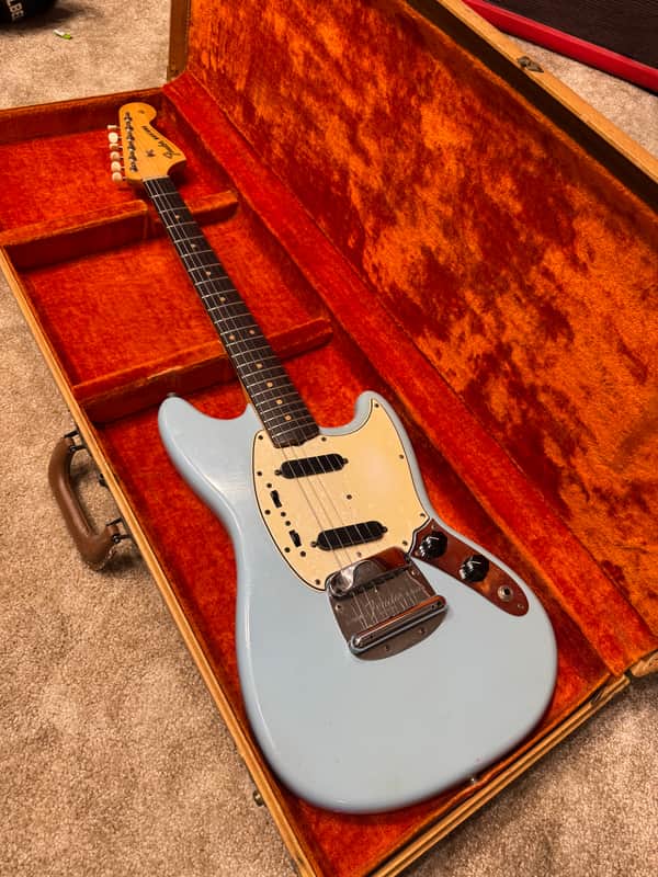 1964 Fender Mustang Daphne Blue Clay Dots Rosewood Fretboard  First year