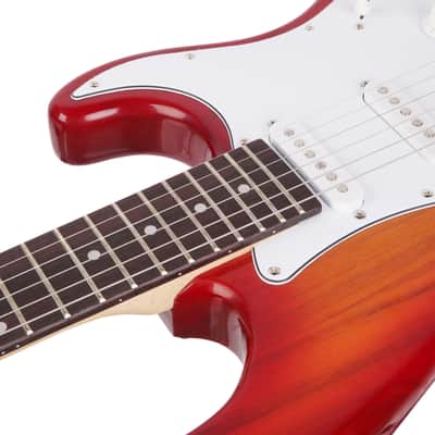 Ukscs Rosewood Fingerboard Electric Guitar Sunset - Red image 5
