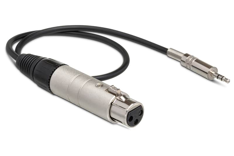 Hosa MIT-156 XLR3F to 3.5mm TRS Impedance Transformer Cable Adapter - 18" Silver/Black image 1