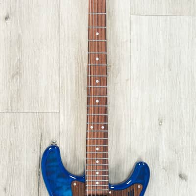 Mint Magneto U-ONE Sonnet Modern US-2300 HSS Guitar, Rosewood Fretboard, See Thru Blue Quilt image 6