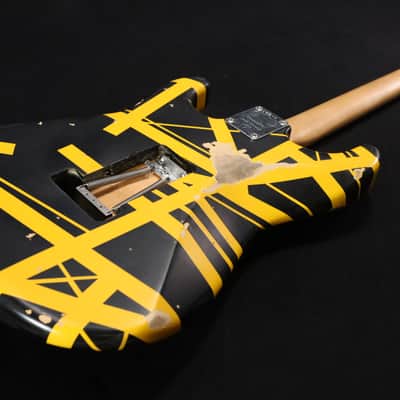 EVH Striped Series Frankenstein Frankie Electric Guitar - Black with Yellow Stripes, Relic 107 image 3