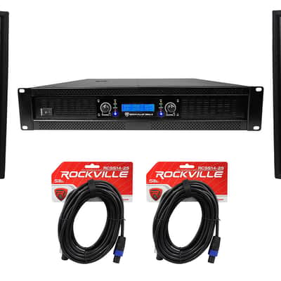 (2) Rockville SBG1188 18" Pro DJ PA Subwoofers+5000w 2-Channel Amplifier+Cables image 1