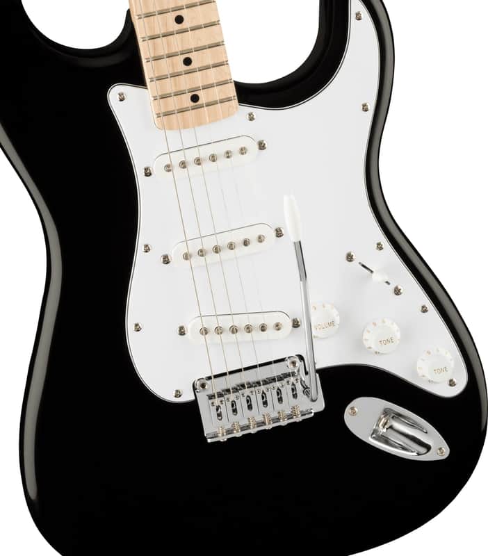Squier Affinity Series Stratocaster, Maple Fingerboard, White Pickguard, Black image 1