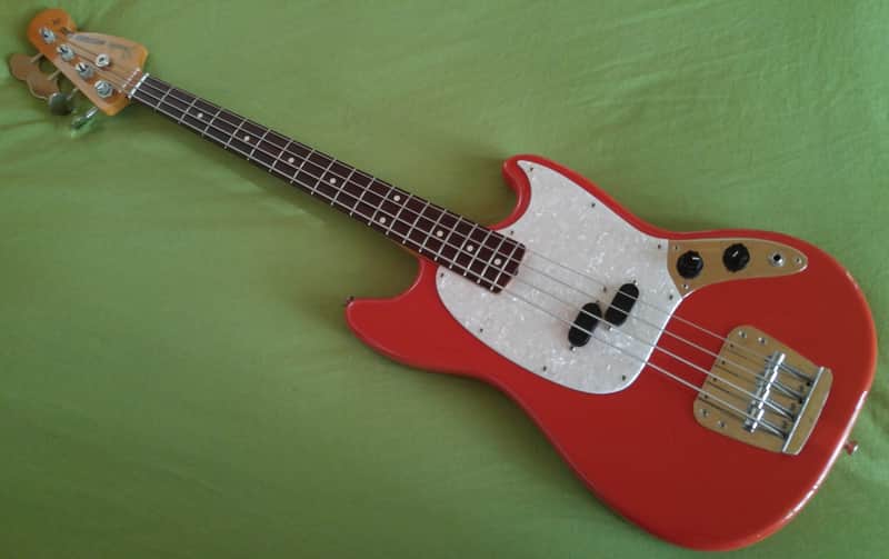 Fender Mustang Bass Guitar, 1999-2002, Fiesta Red, Made in Japan image 1