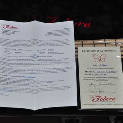 Fodera Monarch Std Special Doctorbass Edition Bird's eye Maple 5 string 19mm spacing - Figured Redwood top image 19