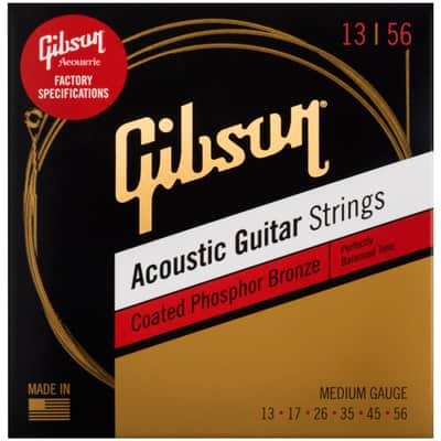 SAG-CPB13 Coated Phosphor Bronze Acoustic Guitar Strings Medium 13-56 Gibson image 1