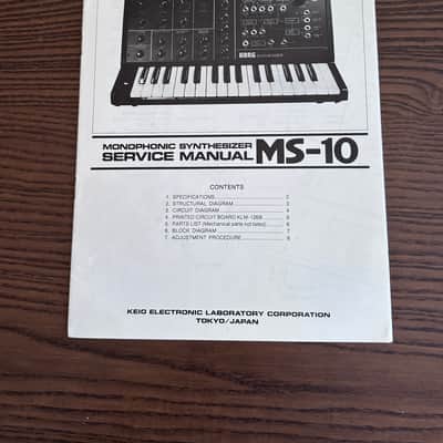Korg MS-10 Monophonic Synthesizer Service Manual 1980s