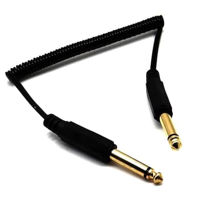 Coiled Gold-Plated 6.35mm 1/4'' TS to 6.35mm 1/4'' TS Male to Male Audio Mono Jack Cable Cord Wire Compatible with Electric Guitar Keyboard Speaker image 2
