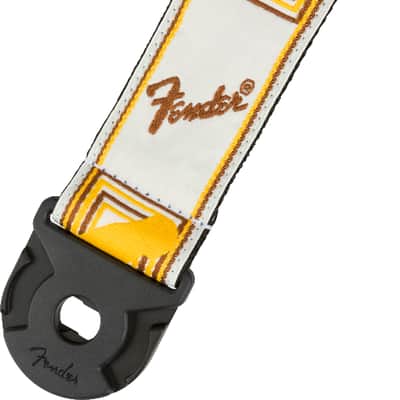 Fender 2" Quick Grip Monogram Locking Ends Guitar Strap, White/Yellow/Brown image 6