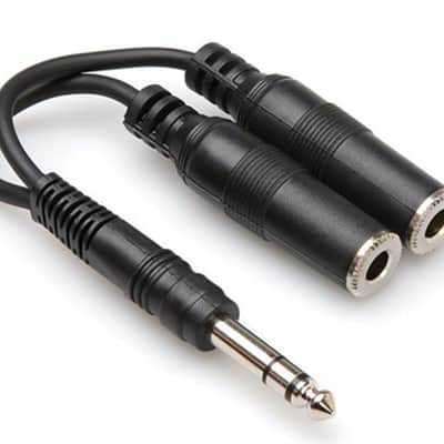 Hosa YPP-118 Y Cable 1/4" TRS to Dual 1/4" TRSF - Black image 1