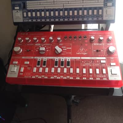 Behringer TD-3 (Red) & RD-6 (Blue) with 2 Tier stand image 2