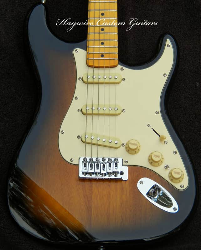 Tobacco Sunburst Custom Shop Mahogany Strat+7-Sound Switching+ Working Bridge Tone +SRV Pickups + Treble Bleed Circuit + '59 Style Neck with "C" Profile+ Setup+ Leveled, Crowned and Polished Frets+ Kluson Style Vintage Tuners + Aged Guard! image 1