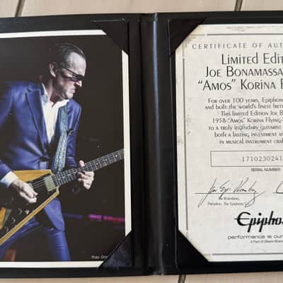 NEW NEVER PLAYED 2017 EPIPHONE JOE BONAMASSA "AMOS" '58 FLYING V W/ALL CASE CANDY image 4