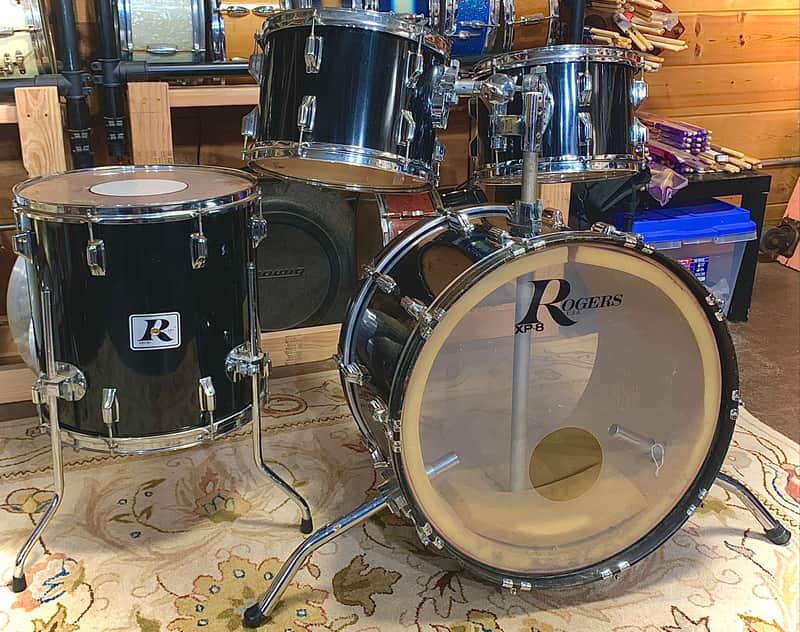Rogers XP-8 3 Piece Ebony Black Drum Set - Good Condition - image 1