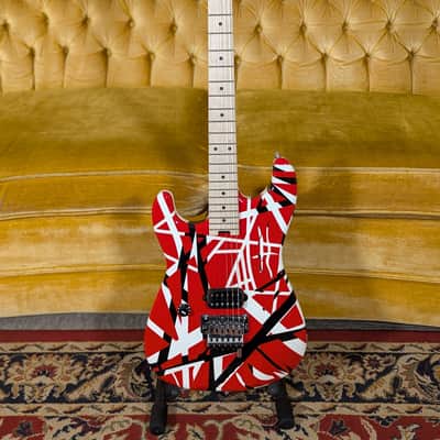 EVH Striped Series Left Handed Electric Guitar - Red, Black and White Stripes image 1