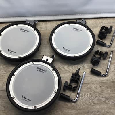 Set of 3 Roland PDX-8's V-Drum 10" Dual-Trigger Mesh Toms / Snare w/ MDH-6U's & L-Bars